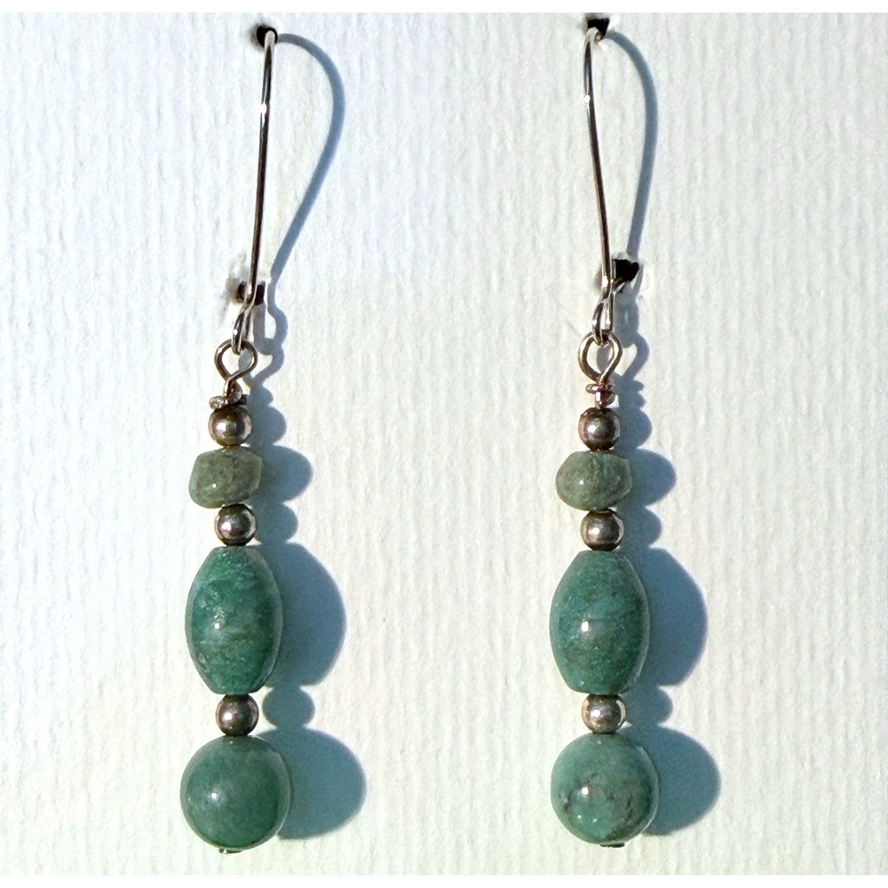 African Jade New Earrings, Handmade by‎ Stephanie Aune Drop Dangle J3090